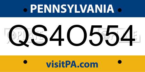 QS4O554 Pennsylvania License Plate