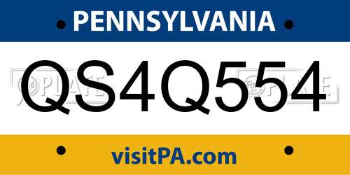 QS4Q554 Pennsylvania License Plate