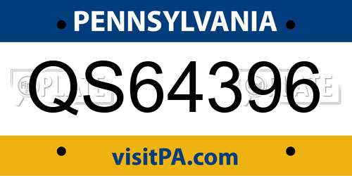 QS64396 Pennsylvania License Plate