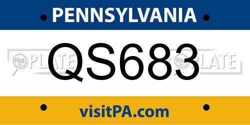 QS683 Pennsylvania License Plate