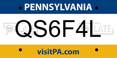 QS6F4L Pennsylvania License Plate