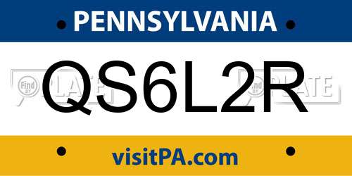 QS6L2R Pennsylvania License Plate