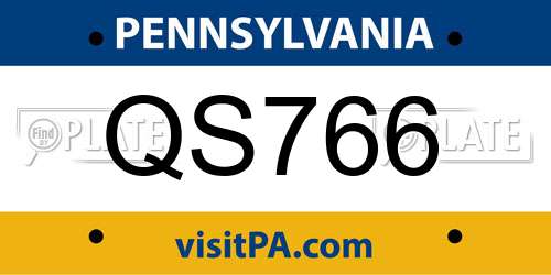 QS766 Pennsylvania License Plate