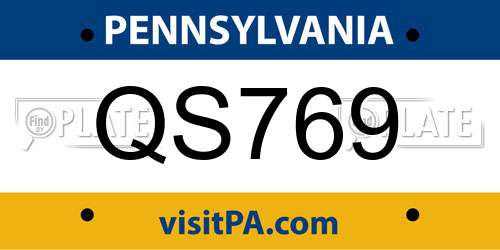 QS769 Pennsylvania License Plate