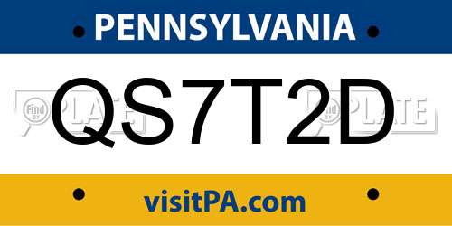 QS7T2D Pennsylvania License Plate