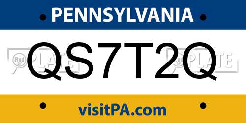 QS7T2Q Pennsylvania License Plate