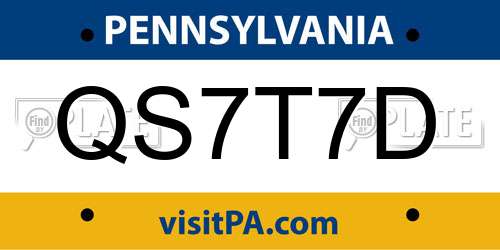 QS7T7D Pennsylvania License Plate