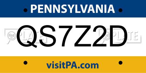 QS7Z2D Pennsylvania License Plate