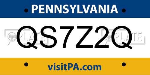 QS7Z2Q Pennsylvania License Plate