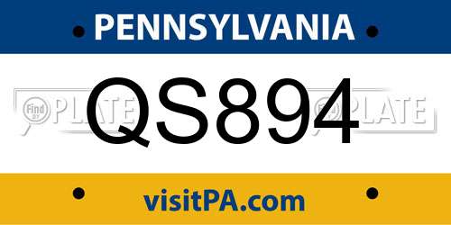 QS894 Pennsylvania License Plate