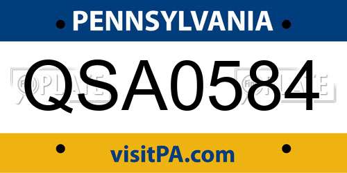 QSA0584 Pennsylvania License Plate