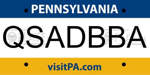 QSADBBA Pennsylvania License Plate