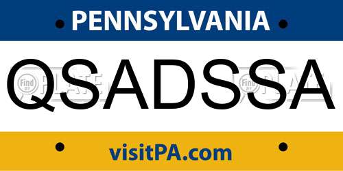 QSADSSA Pennsylvania License Plate