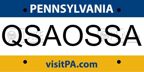 QSAOSSA Pennsylvania License Plate