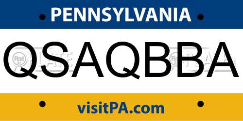 QSAQBBA Pennsylvania License Plate