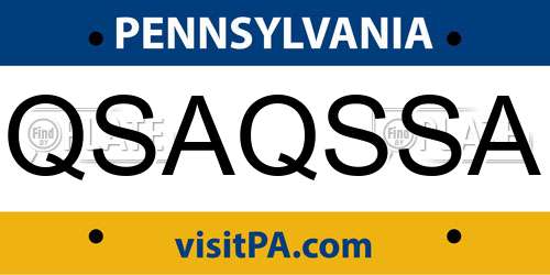 QSAQSSA Pennsylvania License Plate