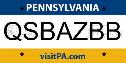 QSBAZBB Pennsylvania License Plate