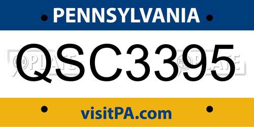 QSC3395 Pennsylvania License Plate
