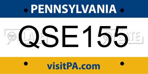 QSE155 Pennsylvania License Plate