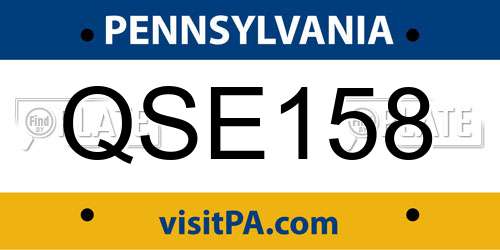 QSE158 Pennsylvania License Plate