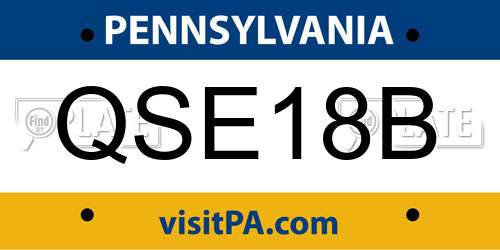 QSE18B Pennsylvania License Plate