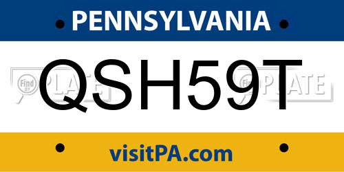 QSH59T Pennsylvania License Plate