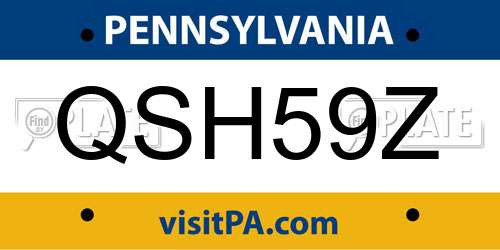 QSH59Z Pennsylvania License Plate
