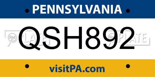 QSH892 Pennsylvania License Plate