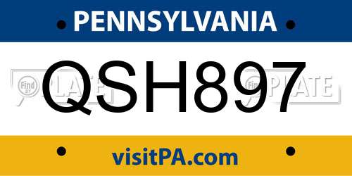 QSH897 Pennsylvania License Plate