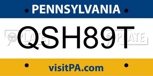 QSH89T Pennsylvania License Plate