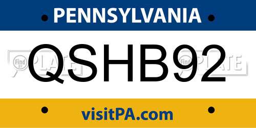 QSHB92 Pennsylvania License Plate