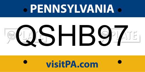 QSHB97 Pennsylvania License Plate