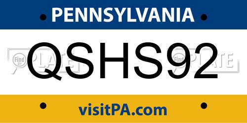 QSHS92 Pennsylvania License Plate