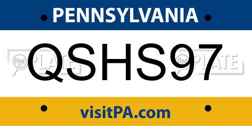 QSHS97 Pennsylvania License Plate