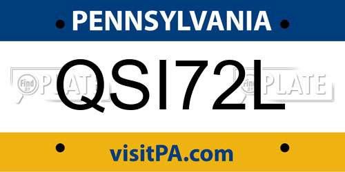 QSI72L Pennsylvania License Plate