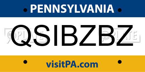 QSIBZBZ Pennsylvania License Plate