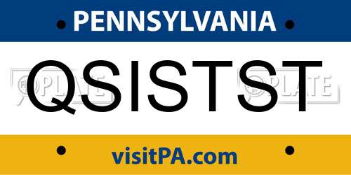 QSISTST Pennsylvania License Plate