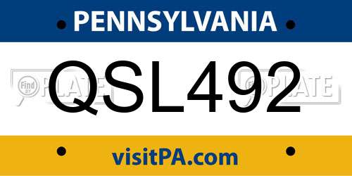 QSL492 Pennsylvania License Plate