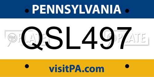 QSL497 Pennsylvania License Plate