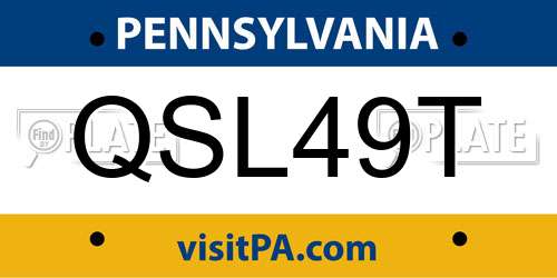 QSL49T Pennsylvania License Plate