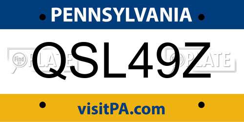 QSL49Z Pennsylvania License Plate
