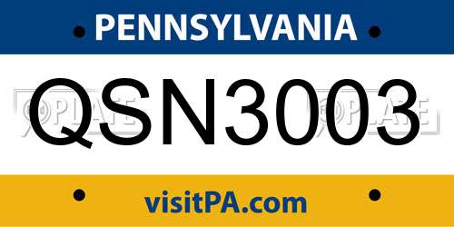 QSN3003 Pennsylvania License Plate