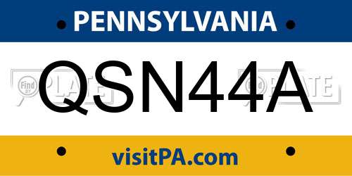 QSN44A Pennsylvania License Plate