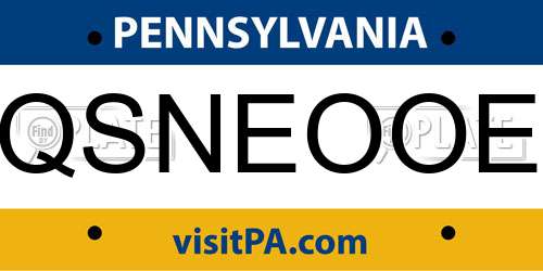 QSNEOOE Pennsylvania License Plate