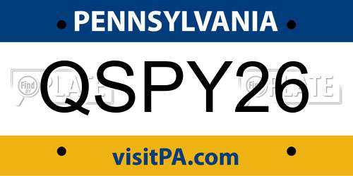QSPY26 Pennsylvania License Plate