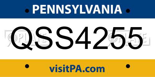 QSS4255 Pennsylvania License Plate
