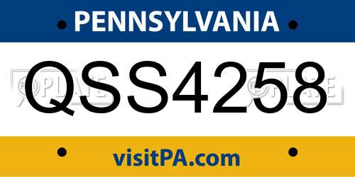 QSS4258 Pennsylvania License Plate
