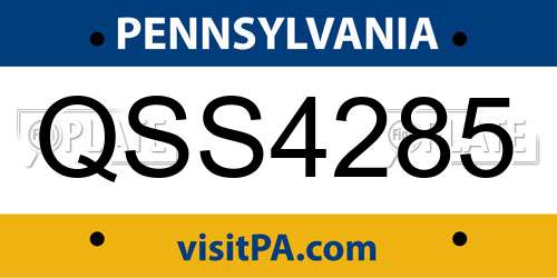 QSS4285 Pennsylvania License Plate