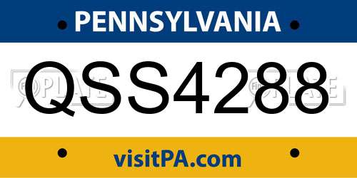 QSS4288 Pennsylvania License Plate