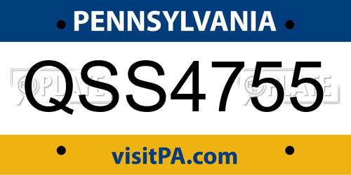 QSS4755 Pennsylvania License Plate